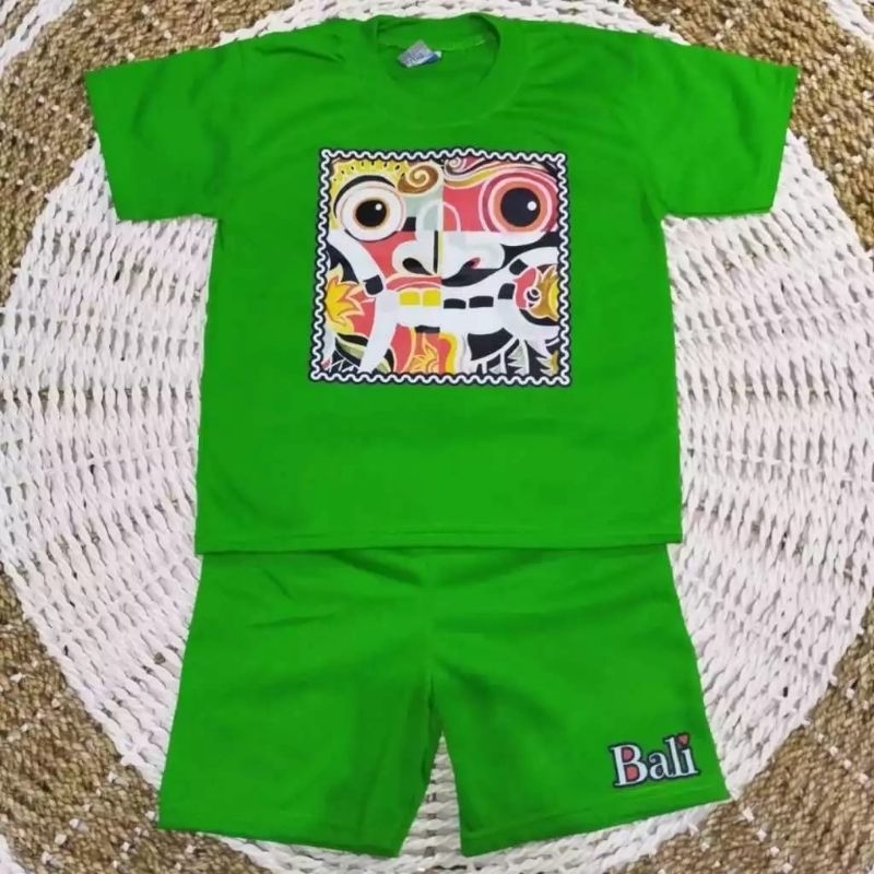 COD Setelan kaos anak laki laki dan perempuan usia 2 - 7 tahun Gambar barong bali terbaru SETELAN BA