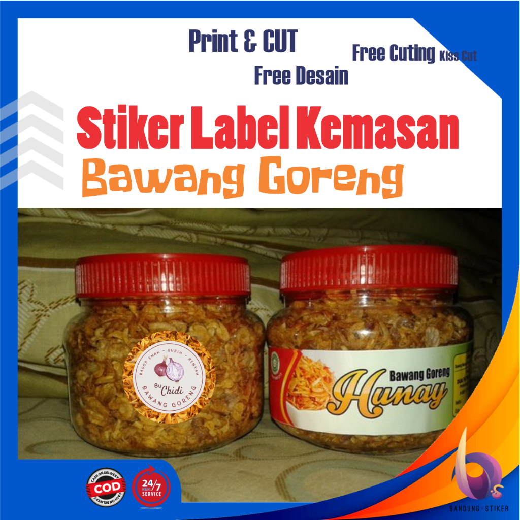 

Bandung Stiker Print Sticker Label Kemasan Bawang Goreng Free Desain & Cutting Bahan Chromo Murah Ukuran A3