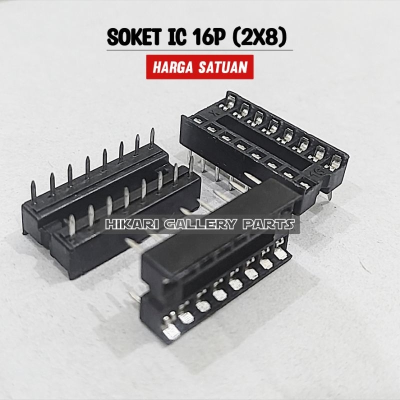 Soket IC 16pin (2x8) / soket ic 16p 2x8 16 pin kaki