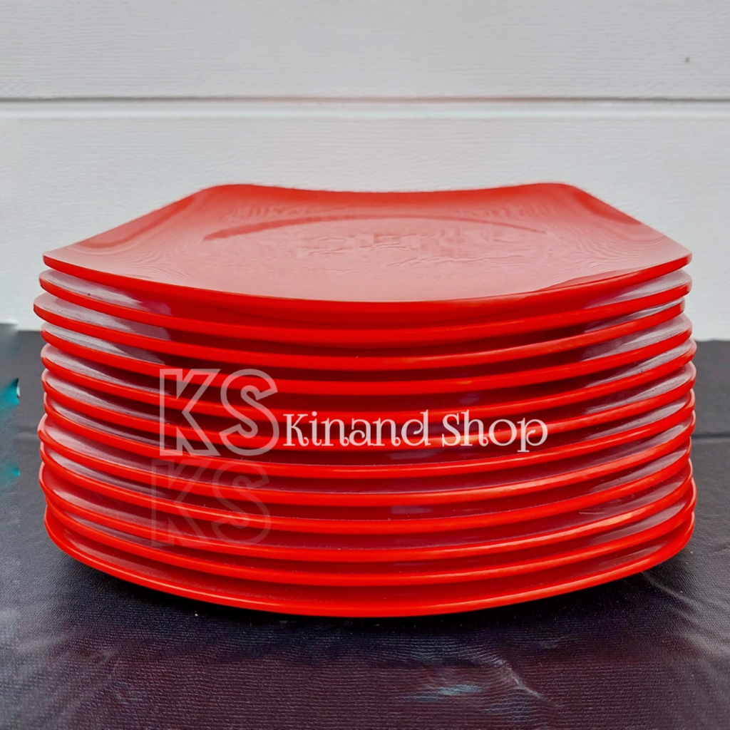 6 pcs piring melamin kotak datar saji melamin 9 inch piring kotak polos