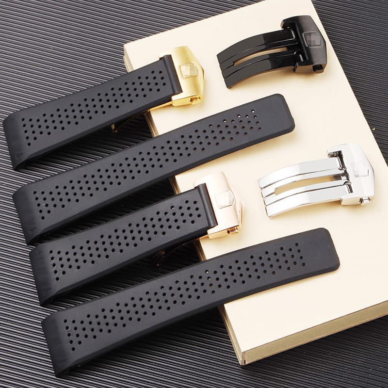 Strap Tali Jam Tangan Tag Hauer Carera Karet Rubber  22mm 24mm Include Buckle On Logo