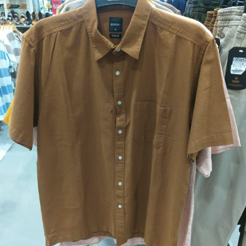 SCOTCH Kemeja Regular Polos Pria Lengan Pendek Super Nyaman Keren Original Brand Matahari