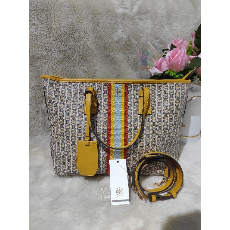 PRELOVED TB GEMINI LINK CANVAS SMALL TOTE