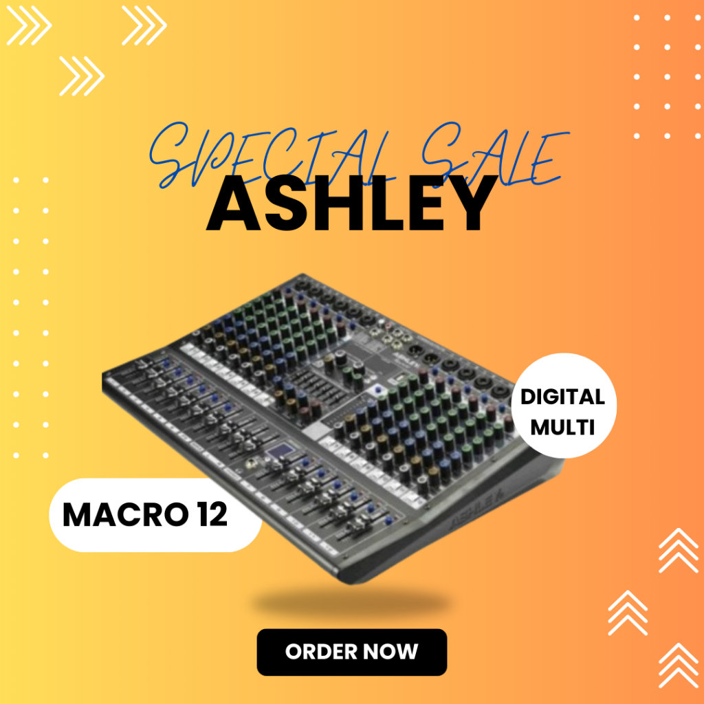 MIXER AUDIO ASHLEY MACRO 12 / MACRO12 / MACRO-12 12 CHANNEL GARANSI RESMI ASHLEY