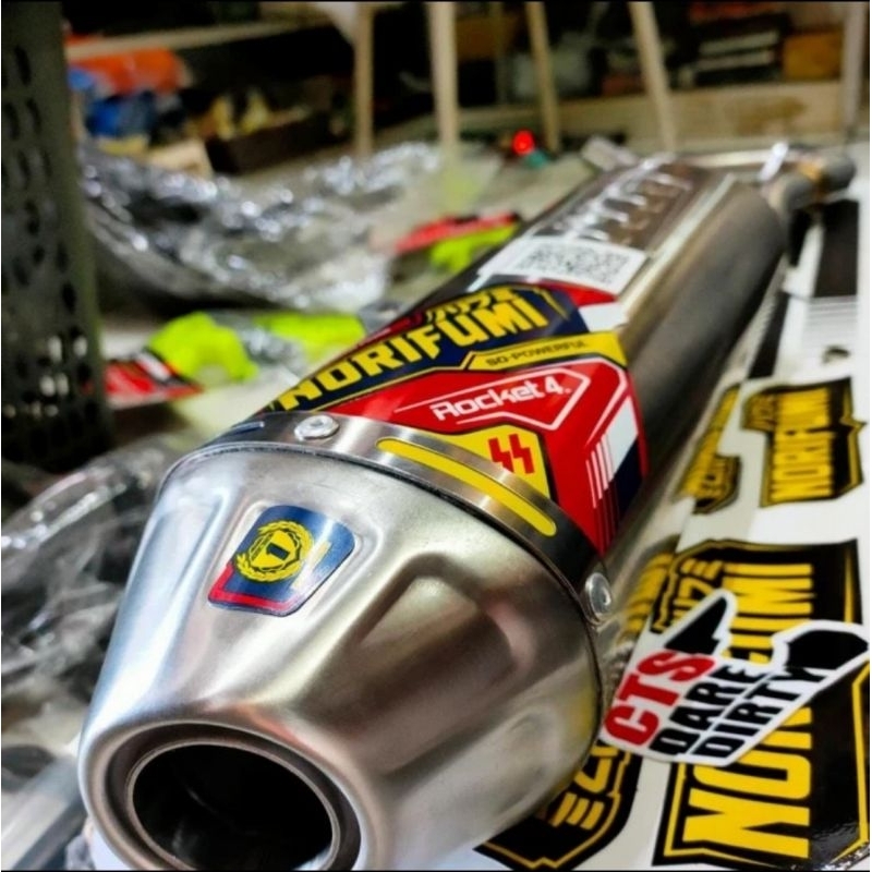 Knalpot norifumi rocket 4 stainless logo baru klx crf d-tracker wr pemasangan PNP Fullsystem