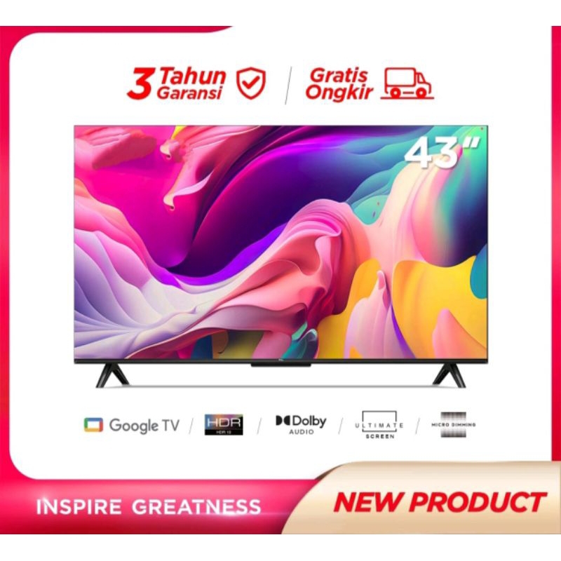 TV LED TCL 43 inc android TCL 43S5400A garansi resmi