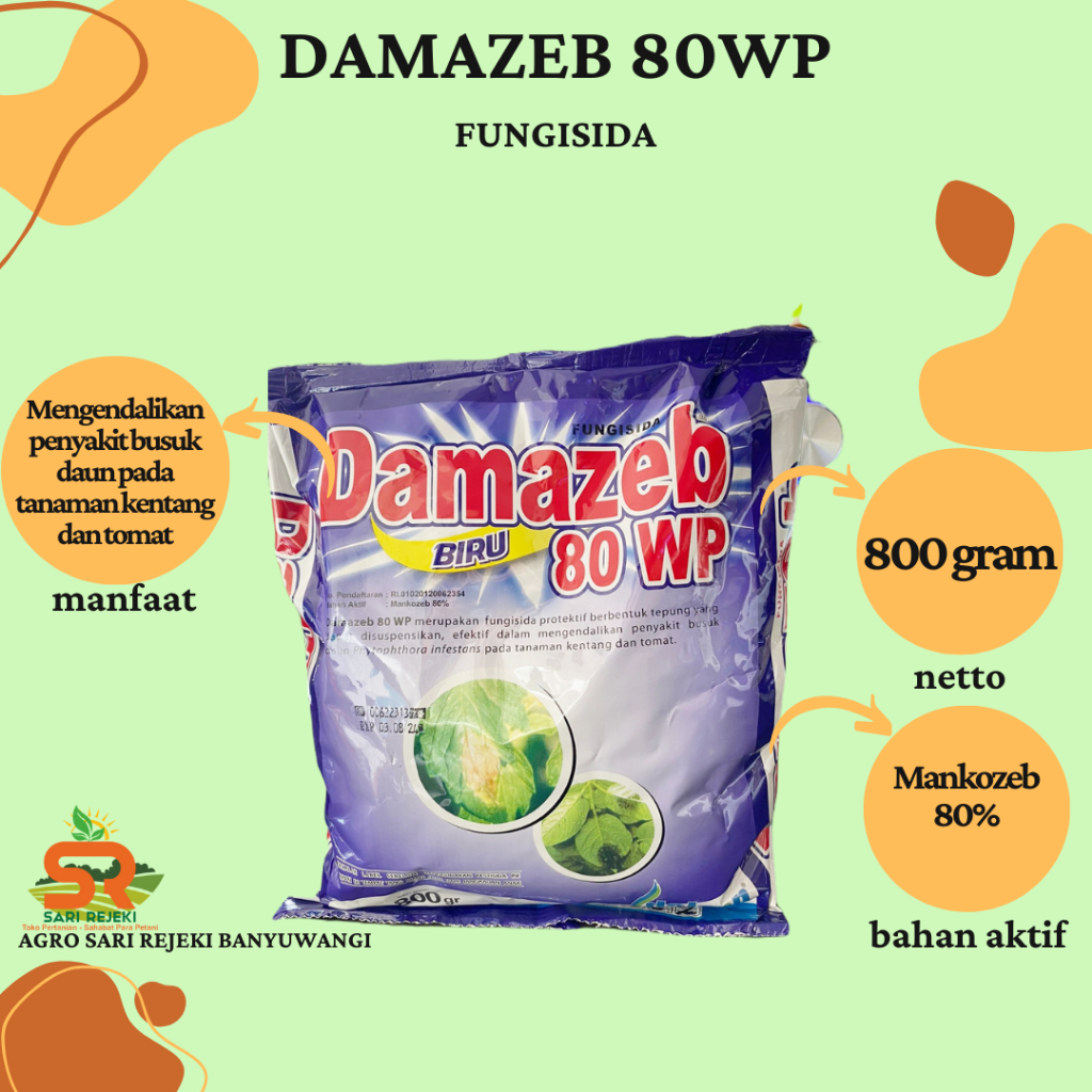 DAMAZEB 80WP 800GRAM FUNGISIDA MANKOZEB BIRU