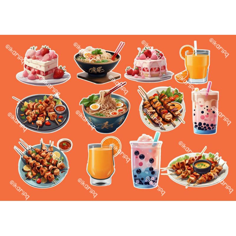 

stiker makanan estetik stiker jurnal scrapbook Diary Notes A6 10 x 14 cm