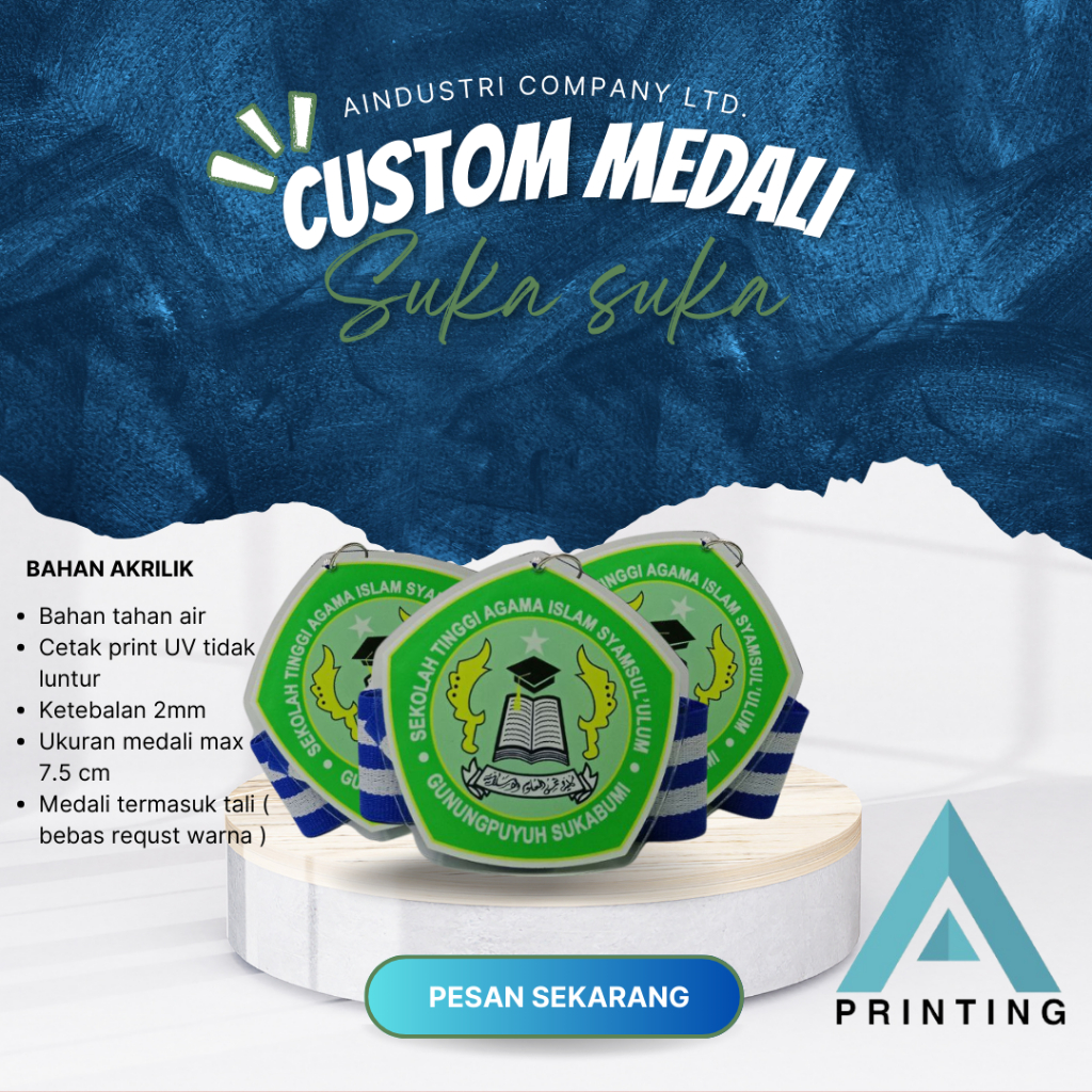 Medali Print UV/Medali Akrilik Custom Bebas Request Bentuk Print UV