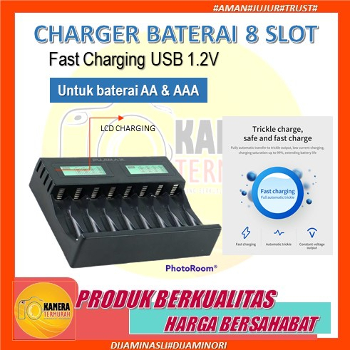Pujimax Charger 8 Slot AA AAA Ni-MH Rechargeable Baterai Charger