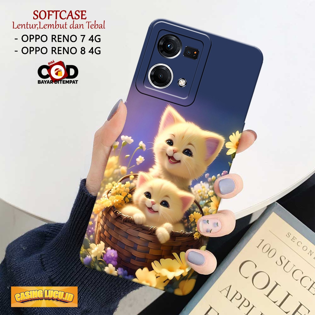 Case Oppo Reno 7 4G / Reno 8 4G - Fashion Case KUCING - Casing Oppo Reno 8 4G / Reno 7 4G - Silikon 