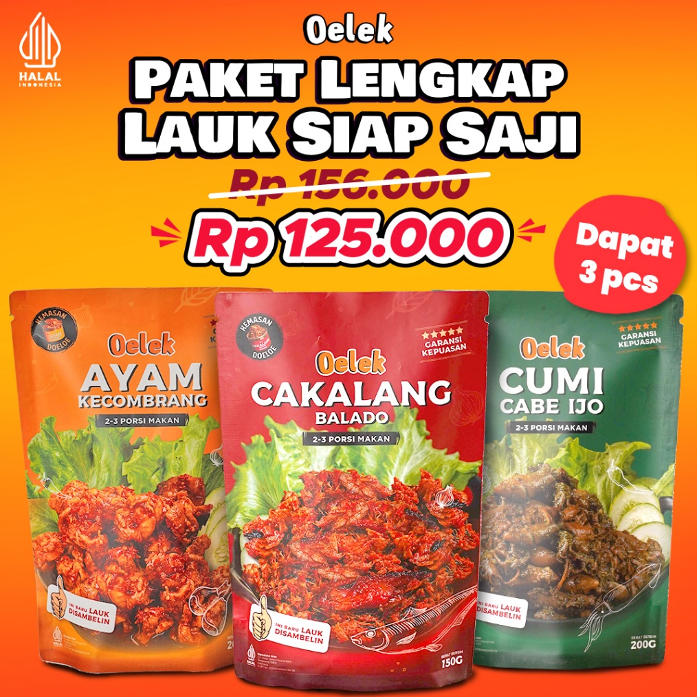 

Stok terbaru Oelek Paket Lauk Siap Saji Cumi Cabe Ijo Ayam Kecombrang Cakalang Balado Lauk Siap Saji