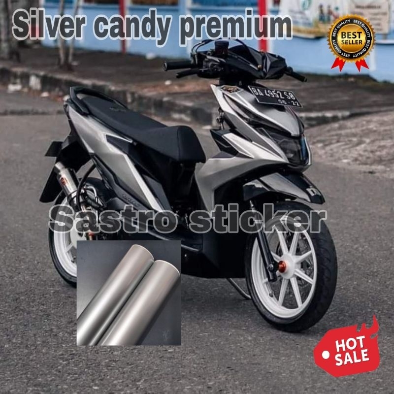 stiker skotlet motor warna silver candy kualitas premium