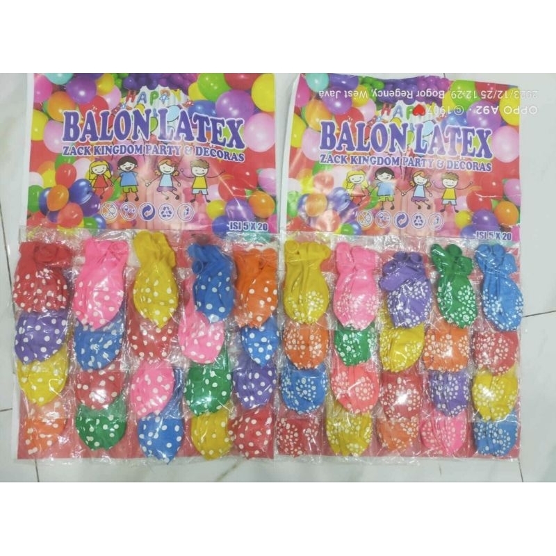 Balon latex motif lembaran isi 20 bungkus