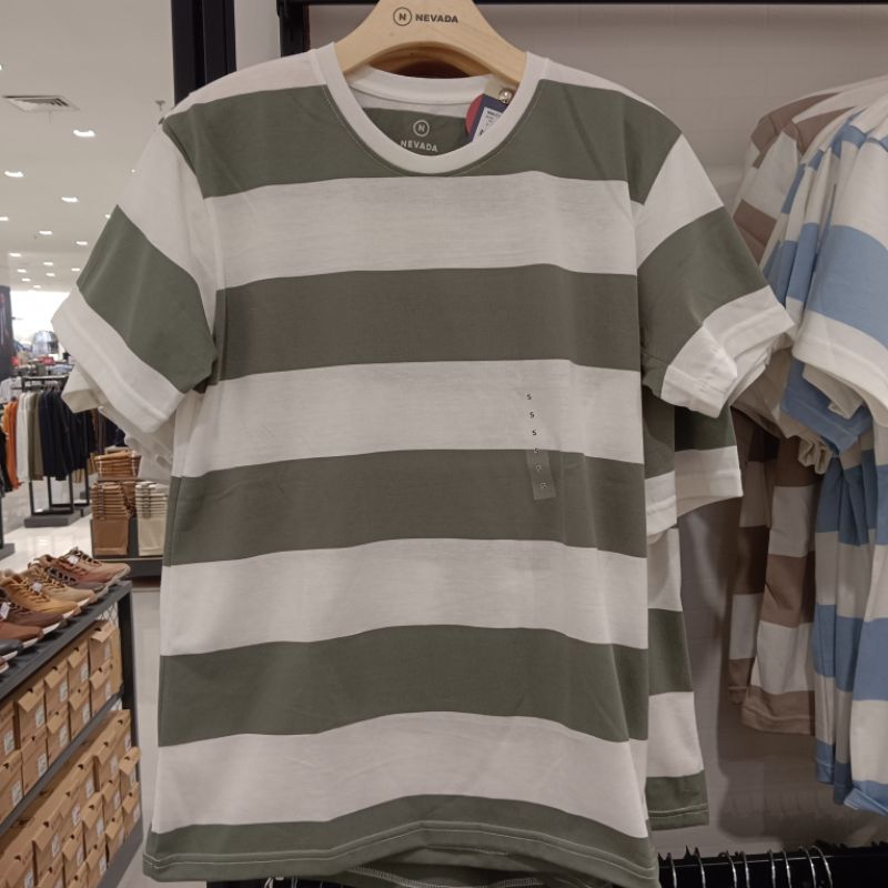 nevada kaos pria motif garis original matahari