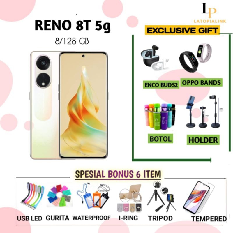 OPPO RENO8 T 4G RAM 8/256 GB | OPPO RENO 8T 5G RAM 8/128 8/256 GB GARANSI RESMI OPPO