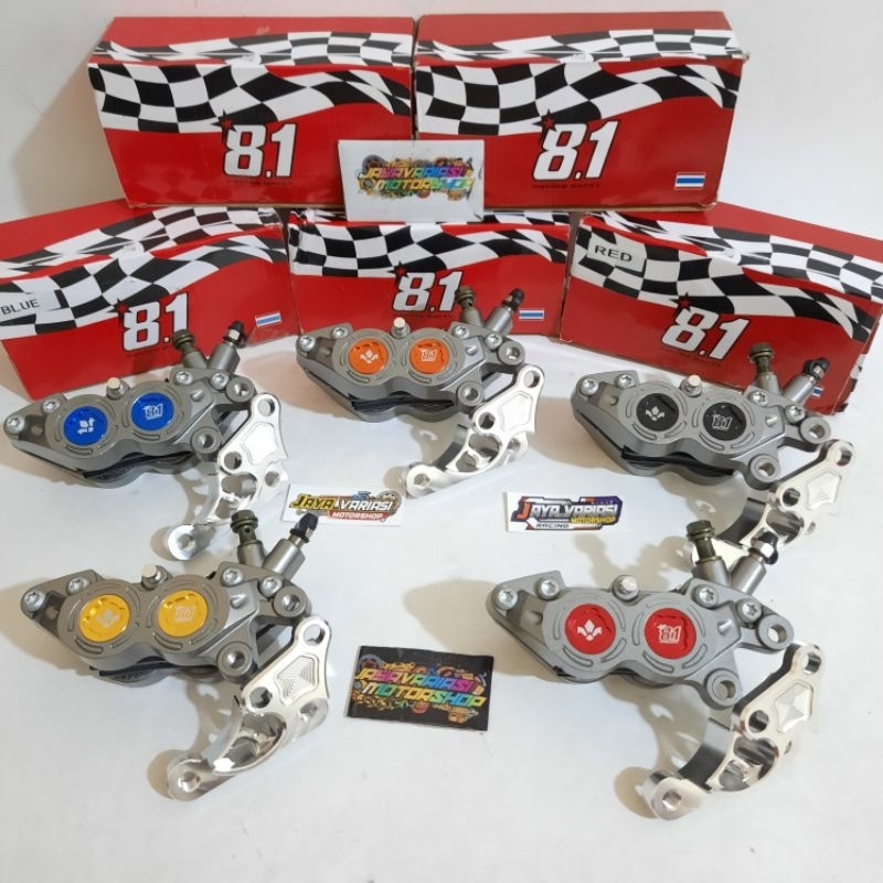 NEW KALIPER BIGPOT FORMULA 8.1 RACING PARTS 4PISTON 4P AXIAL KANAN COIN CNC WARNA + BREKET DEPAN DIS