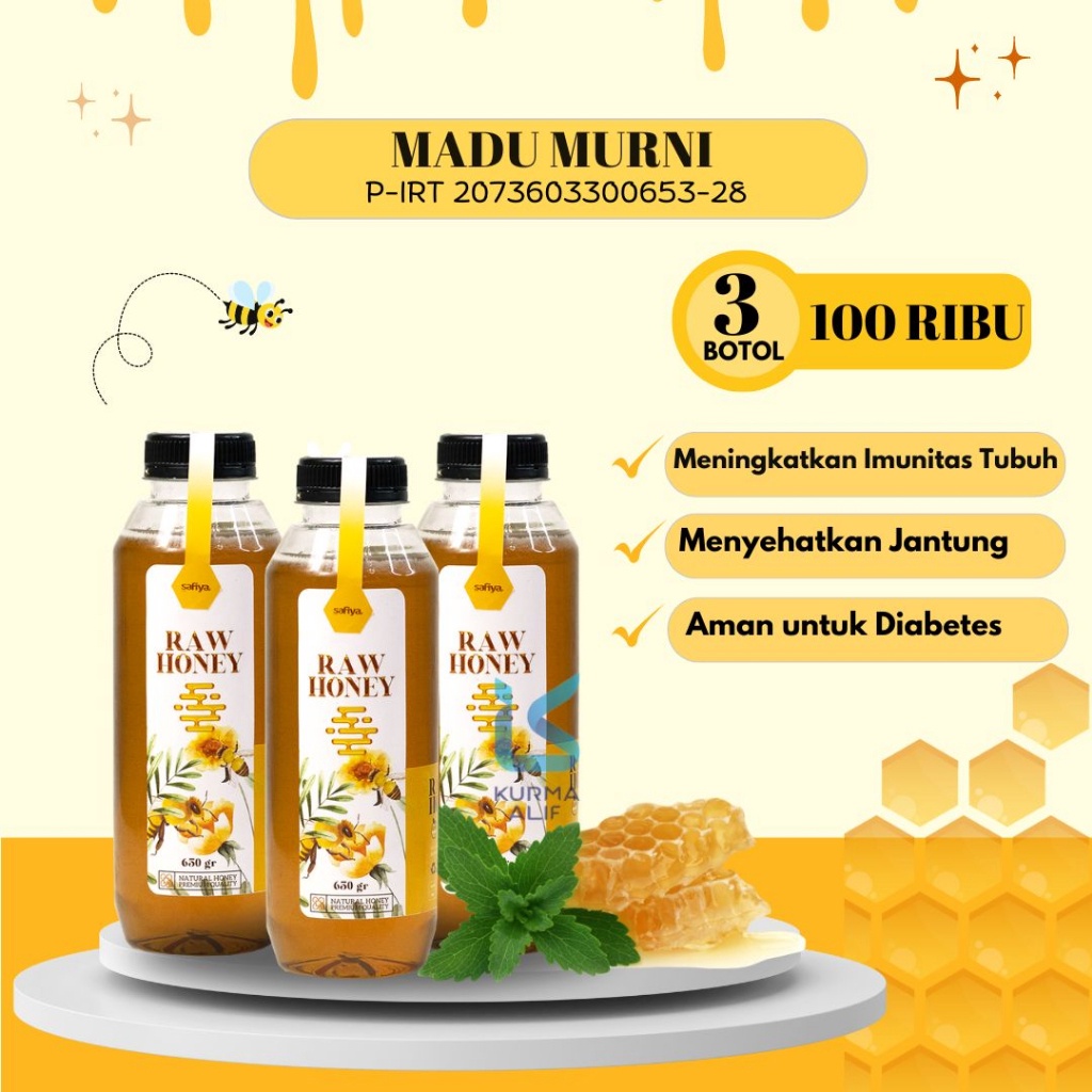 

DISKON BRANDS FESTIVAL 3 BOTOL Madu Murni Asli Raw Honey Multiflora serbuuu