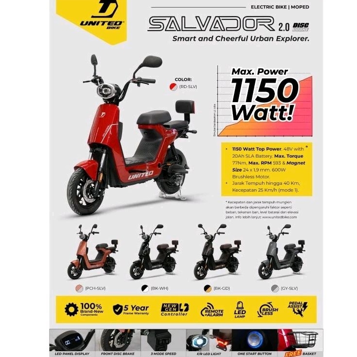 SEPEDA LISTRIK UNITED SALVADOR 2.0