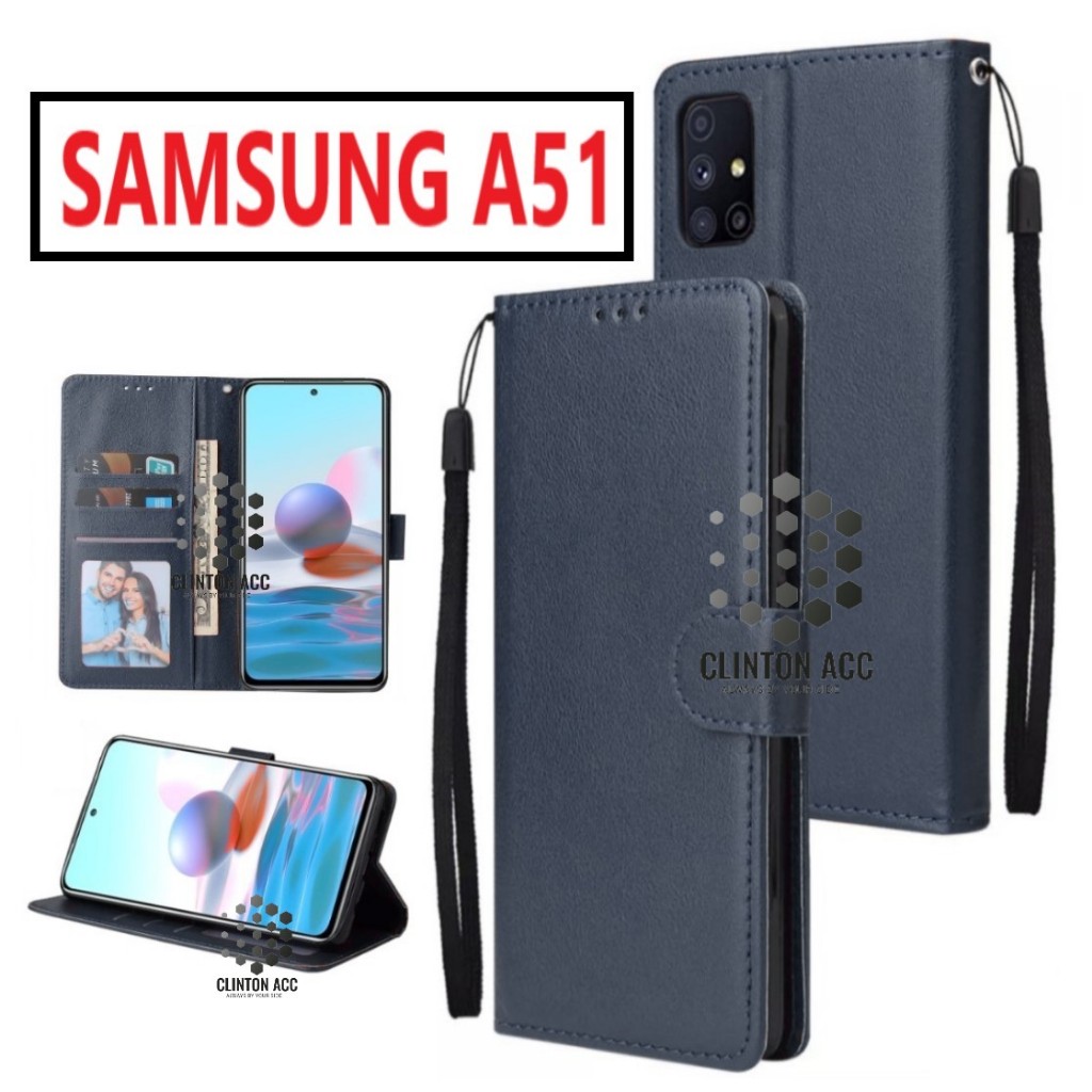 CASE SAMSUNG A51 FLIP WALLET LEATHER DOMPET KULIT SOFTCASE PREMIUM FLIP COVER SARUNG BUKA TUTUP FLIP