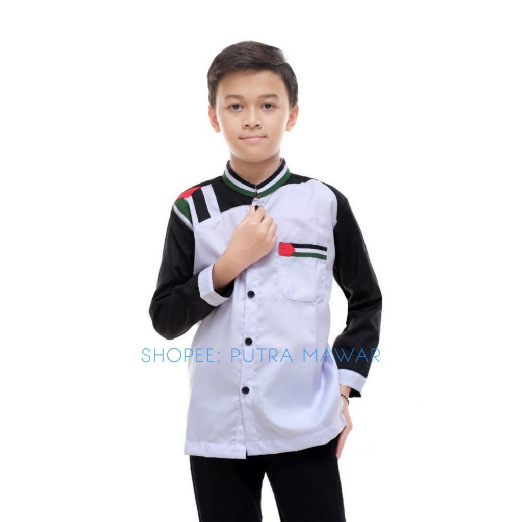 Baju Koko Palestina Anak Masa Kini Laki Laki Cowok Premium Motif Terbaru Elegant Lengan panjang
