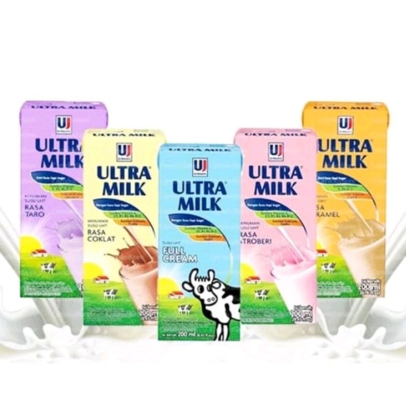 

SUSU UHT ULTRA MILK 200ml RASA TARO / COKLAT / FULL CREAM / STROBERI