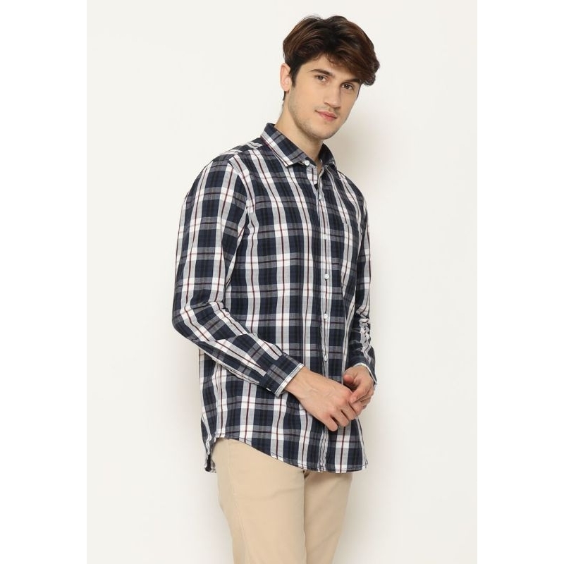 KLL457 KEMEJA LOIS ORIGINAL NAVY MERAH LENGAN PANJANG