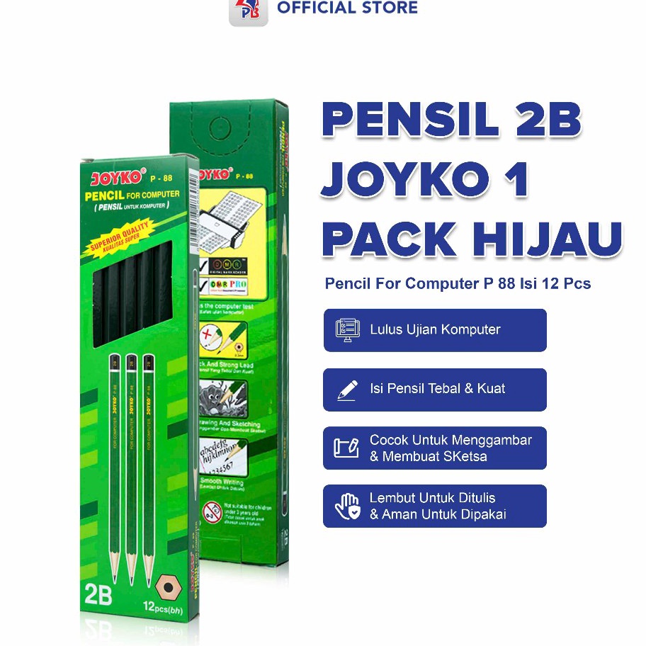 

TERMURAH Pensil 2B Joyko 1 Pack Hijau Pensil For Computer P 88 Isi 12 Pcs