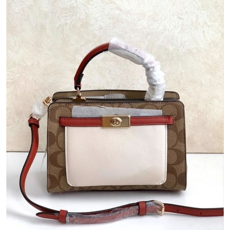 Ready Coach C8318 Mini Lane Top Handle in Colorbox Khaki Chalk MultiSz 20 x 13 x 9