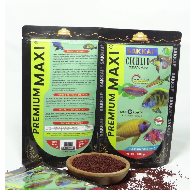 Pelet Sakkai PREMIUM MAXI cichlid Tropical multicolor 100 gr Setara Akari
