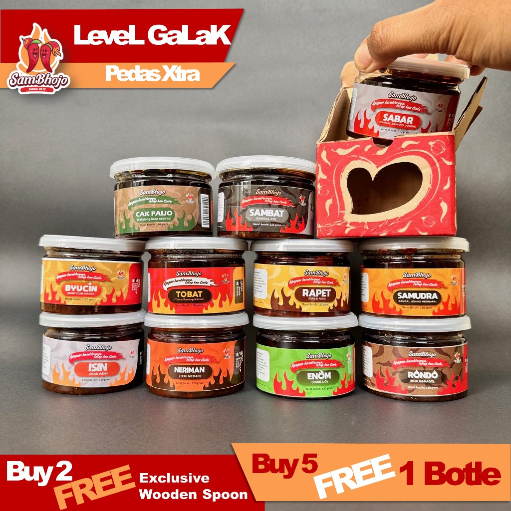 SamBhojo - Sambal Botol Level Galak, Sambal Baby Cumi, Sambal Teri Medan, Sambal Paru, Sambal Pete, 