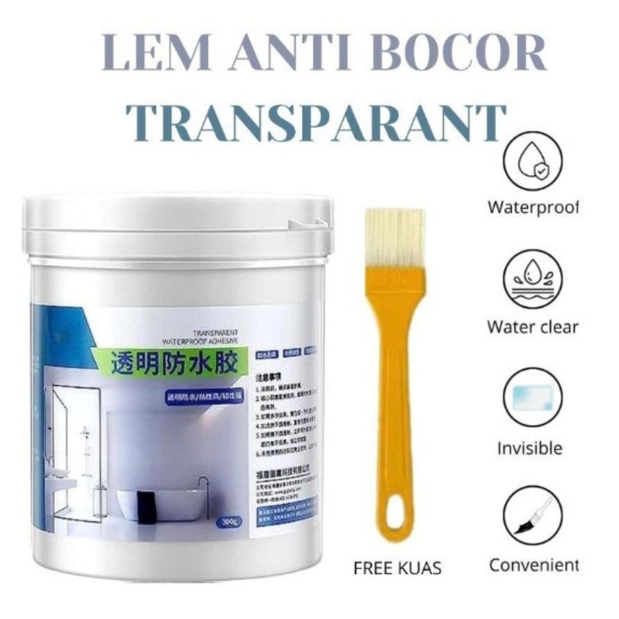 Lem Transparant Bening + Kuas Cat | Lem Anti Bocor Invisible Waterproof