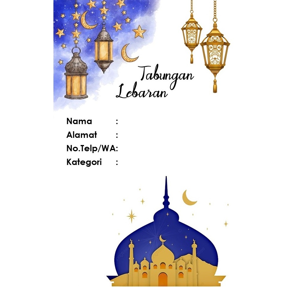 

TABUNGAN LEBARAN MOTIF LAMPION MASJID BIRU UK 21X16 LIPAT2 CETAK BOLAK BALIK