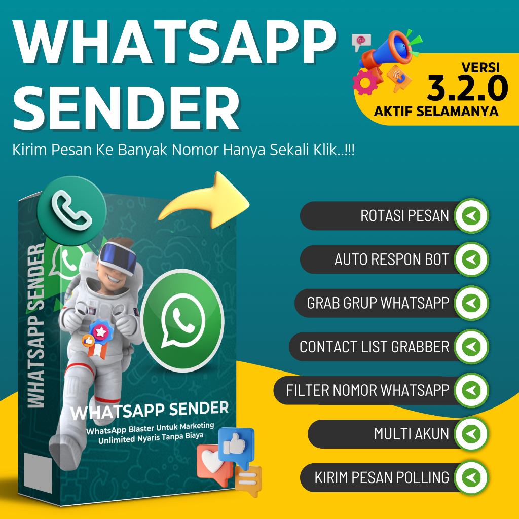 WHATSAPP SENDER AKTIF SELAMANYA