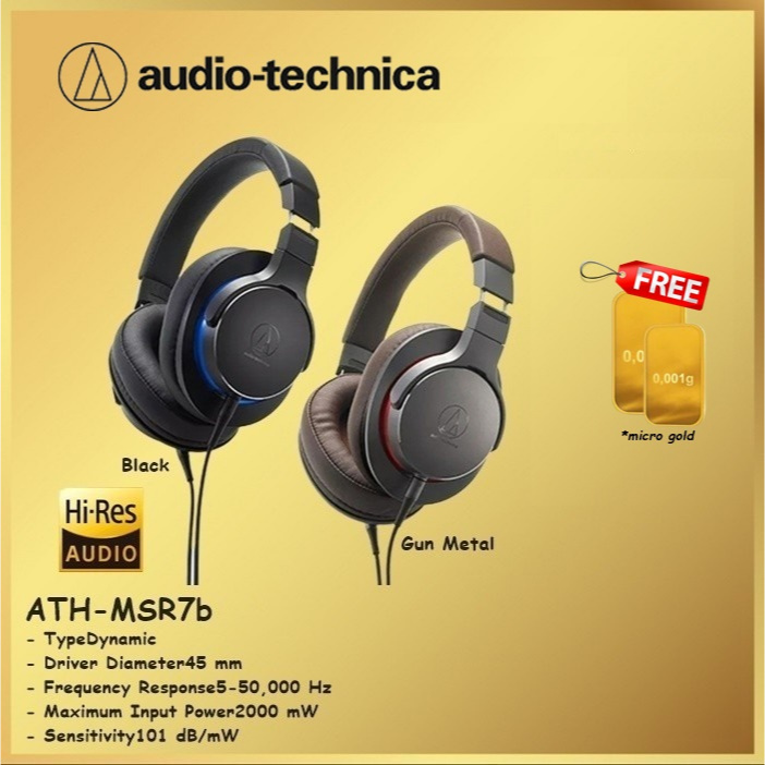 Audio Technica ATH-MSR7B High Resolution Audio Headphones ATH MSR7 B MSR7B