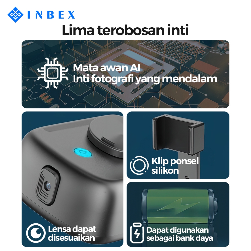 INBEX IG1 Gimbal Face Tracking Auto 360° Dengan Fungsi Powerbank  Kontrol Gerakan Handphone Gimbal-6