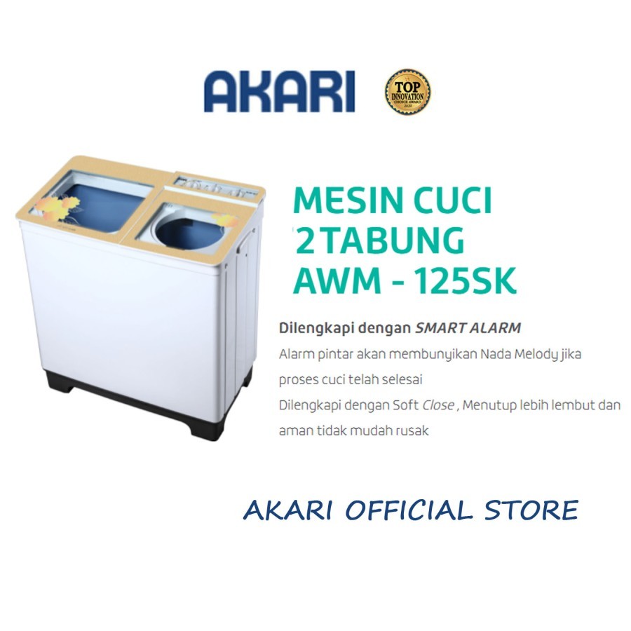 MESIN CUCI AKARI AWM 125SK  / AKARI MESIN CUCI 2 TABUNG AWM 125SK SEMI AUTOMATIS