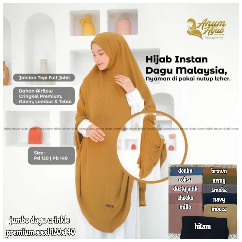 BERGO JUMBO CRINKLE DAGU XXXL/ KERUDUNG JUMBO DAGU XXXL