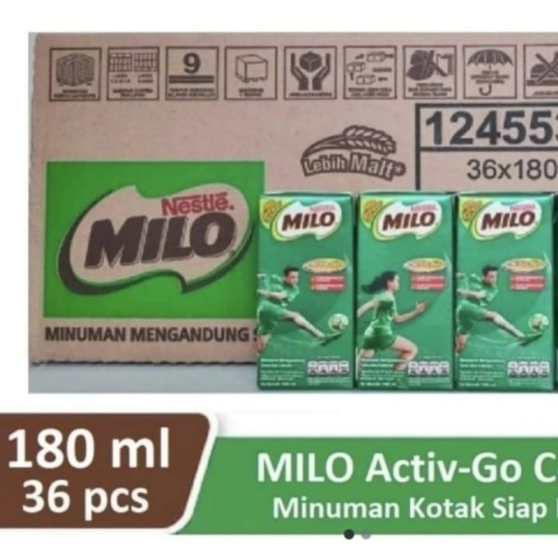 

Susu milo kotak active go 180 ml isi 36