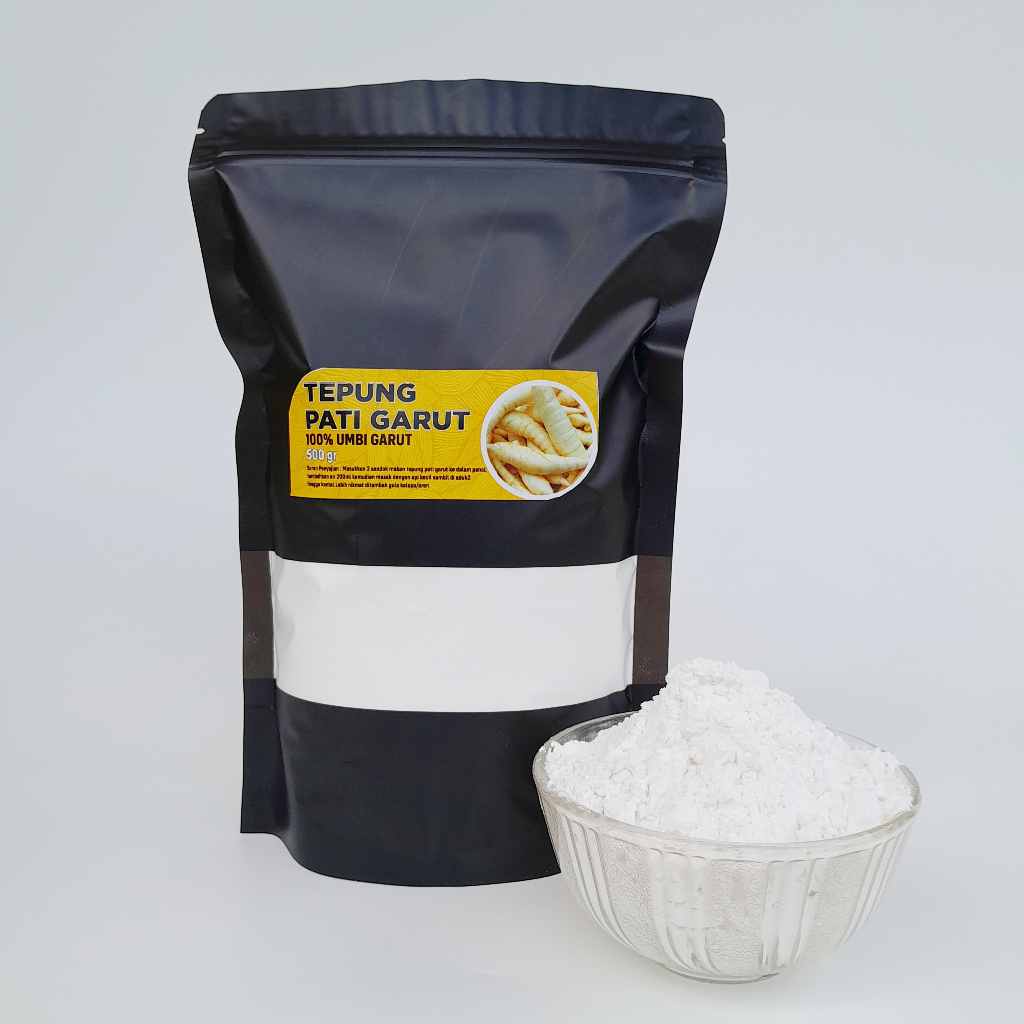 

Tepung Pati Garut Irut Tepung Asam Lambung / Tepung Angkrik Ararut Klerut / Tepung Angkrik Umbi Garut 500 gr