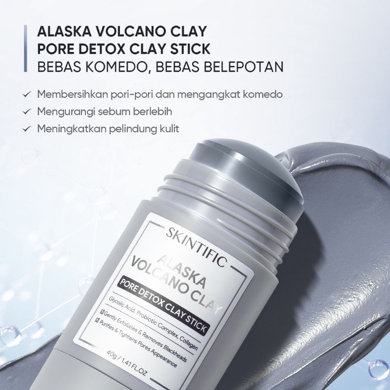 【2pcs Clay Stick】 SKINTIFIC Alaska Volcano Clay Pore Detox Clay Stick 40g & Mugwort Clay Mask Stick 