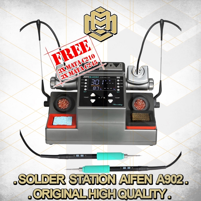 Solder Station Aifen A902 C210 +C245 Double Gagang​ Free 3 Mata Solder C210 Dan Free 3 Mata Solder C