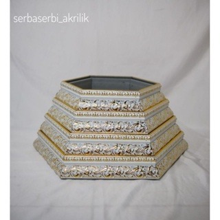 Frame kotak hantaran/Hexagonal/ seserahan 1 set isi 4box (box fiber tanpa akrilik/mika) Silver Gold