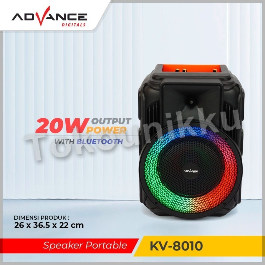 Advance KV-8010 Speaker Bluetooth Portable Ukuran 8 inch Free 1 Microp
