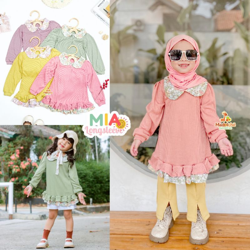 Mia Longsleeve Atasan Lengan Panjang Rib Anak Perempuan Usia 2-5 Tahun | Baju Anak Cewek