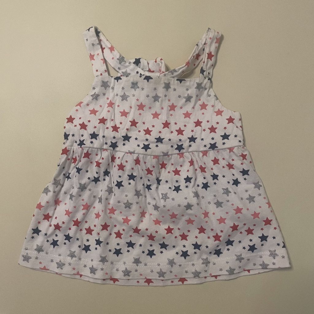 ANAK K039 (CARTER'S ORI, PRELOVED) Dress / Overall Tanktop Bayi Perempuan 0-6 Bulan Putih Bintang Na