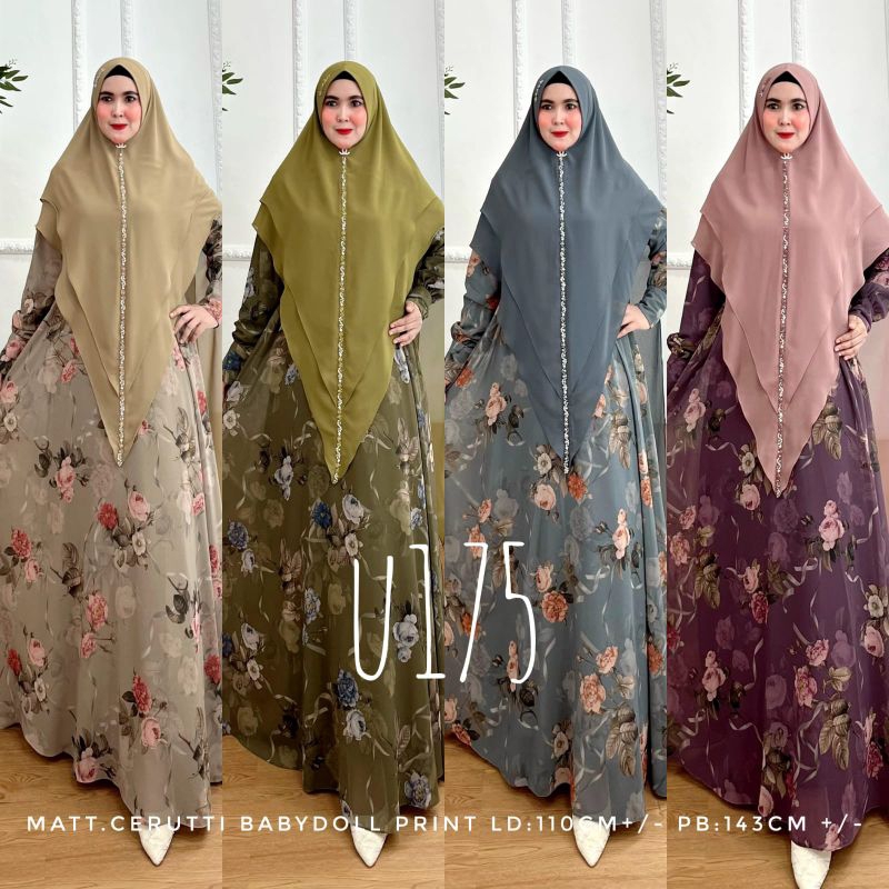 GAMIS SYARI GAMIS CERUTTY BABYDOLL GAMIS UNAISAH U175 SET SYARI ORIGINAL BRANDED