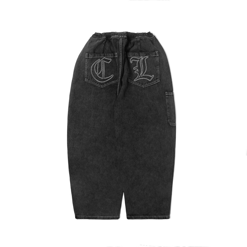 Radiance Black - Baggy Denim Wash Pants / CANALIZE