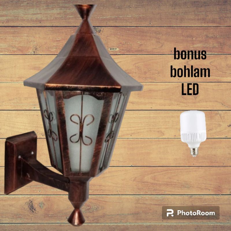 COD KAP Lampu tempel segienam bonus bohlam hias pilar dinding minimalis klasik dekorasi teras OUTDOO