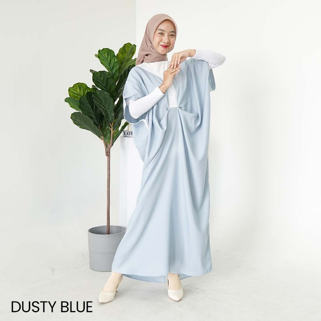 Kirana Kaftan Aliza / Kaftan Simple Renda / Gamis Renda Simple / Baju Muslim Modern / Pakaian Muslim